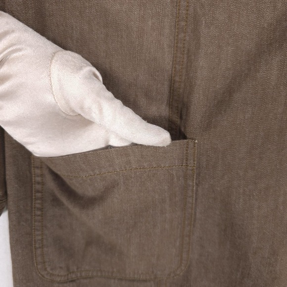 Boden Denim Mini Dress 8R Brown 100% Cotton Button Up Shift Tunic Natural WH443 - Picture 11 of 13